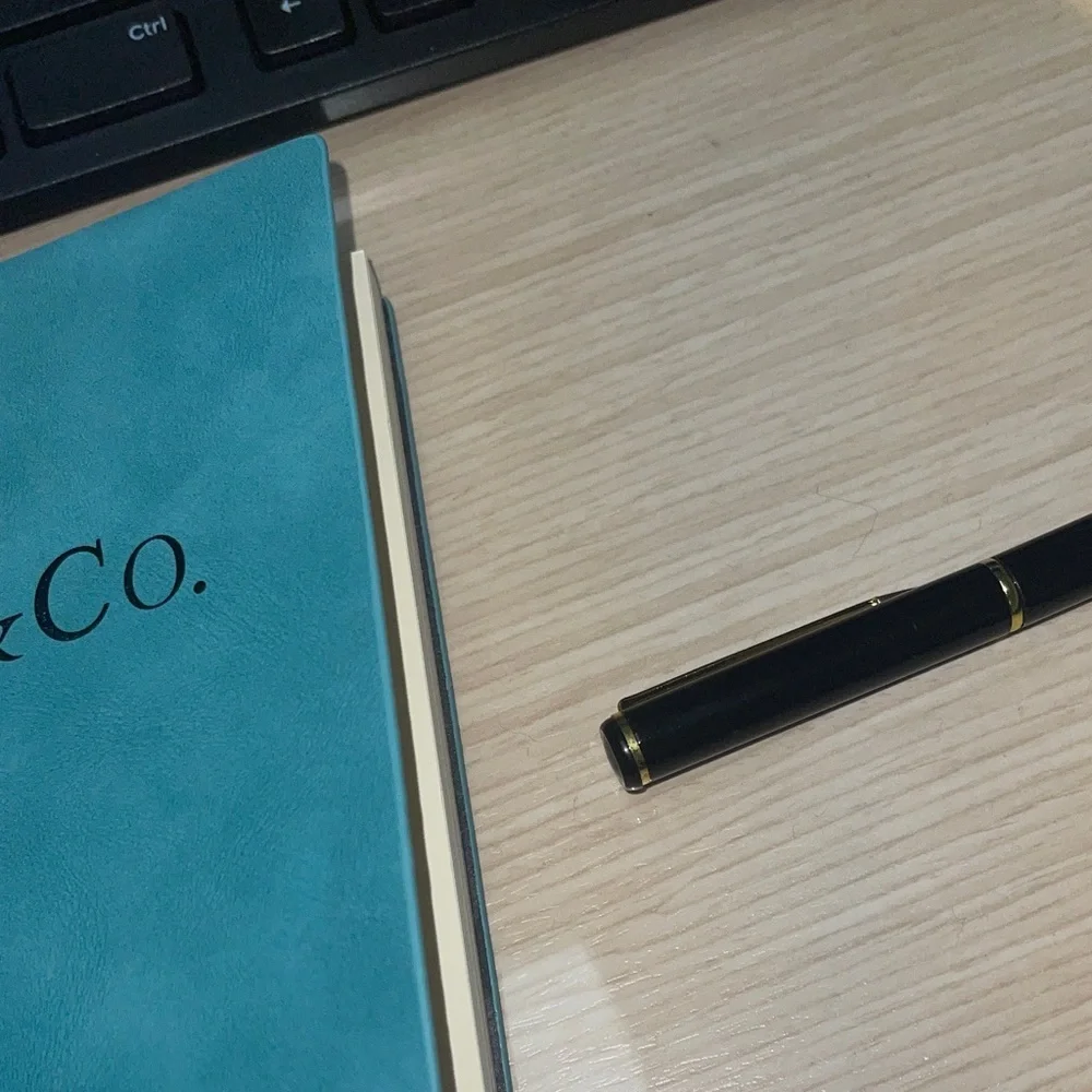 TIFFANY & CO. Suede Leather Notebook & Pen